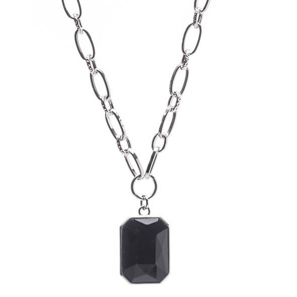 Silver Geometric Black Pendant - Newgrange Living