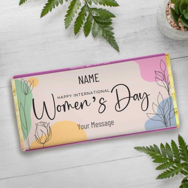 Happy Women's Day Flowers - Personalised Chocolate Bar