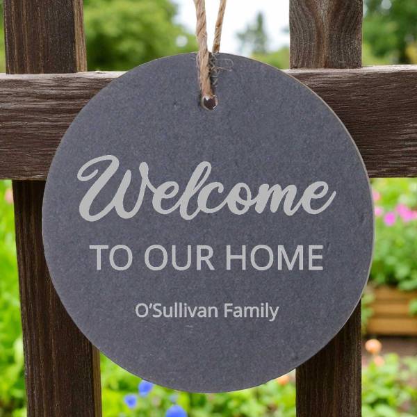 Personalised Round Slate Hanging Sign 12x12cm