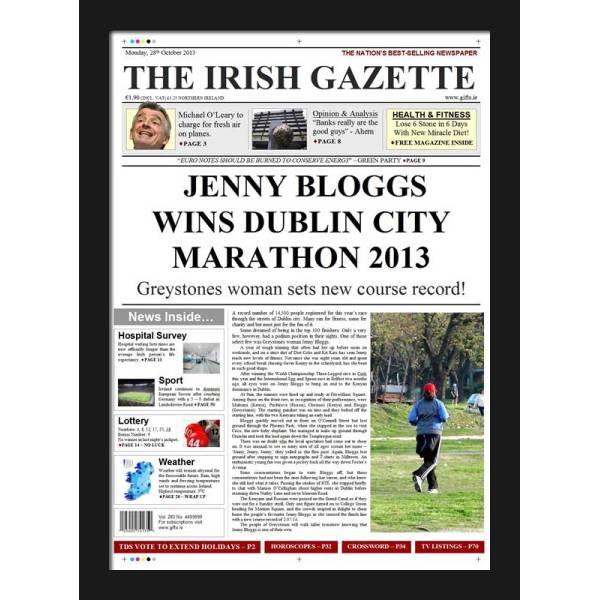 Dublin Marathon Winner - Female Newspaper Spoof