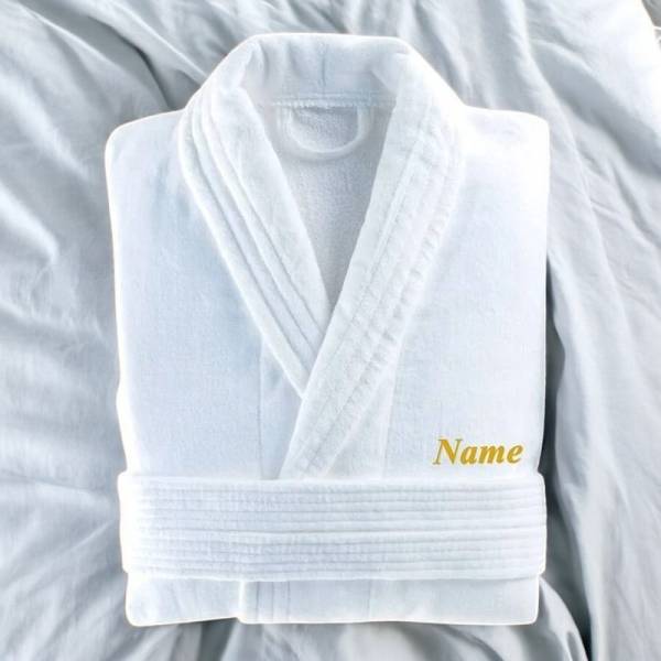 Embroidered Bathrobe - White