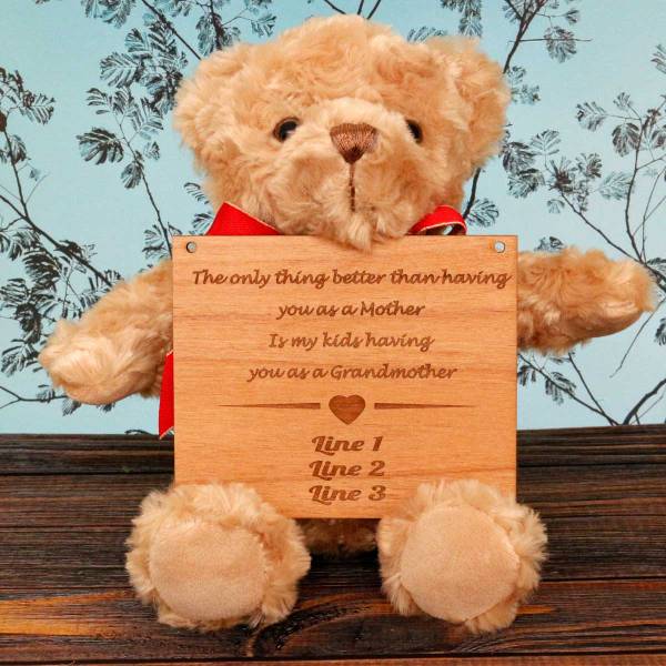 Better Than A Mother - Wooden Plaque Personalised Teddy Bear