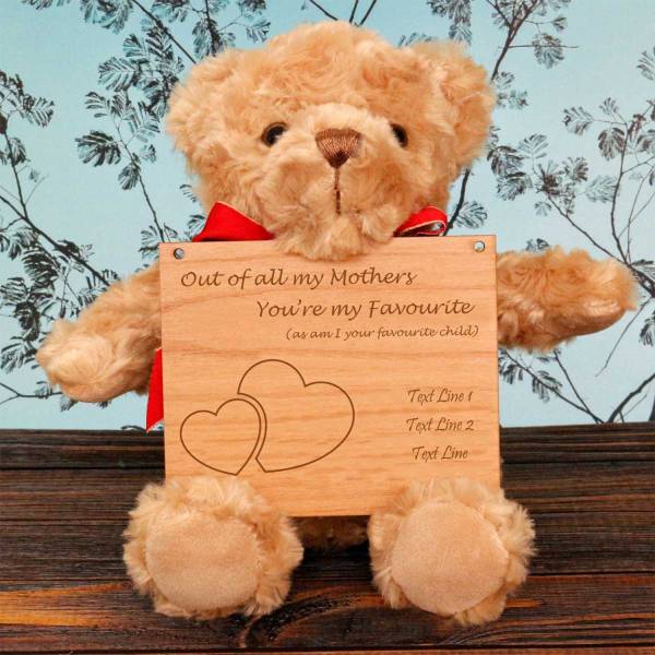 My Favourite Mother - Wooden Plaque Personalised Teddy Bear