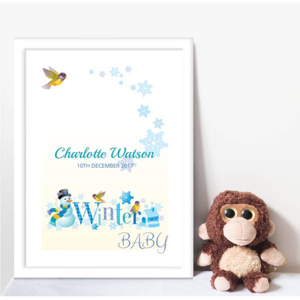 Winter Baby Baby Personalised Poster