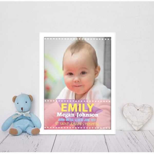 Any Photo Girl Baby Personalised Poster