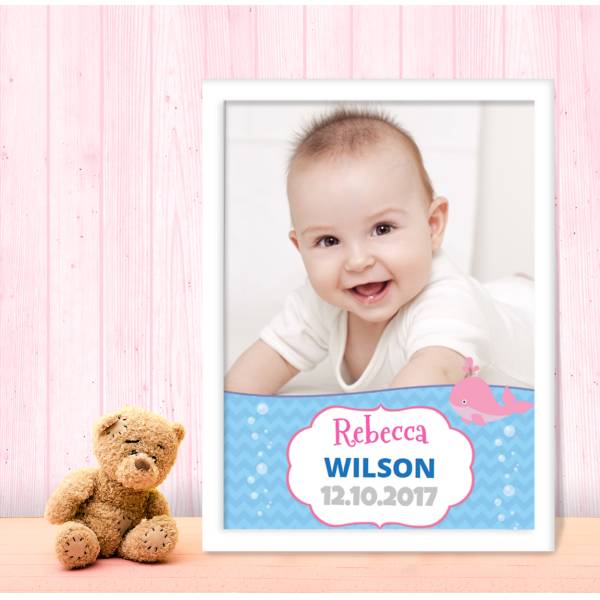 Any Photo Cute Whale Baby Personalised Poster