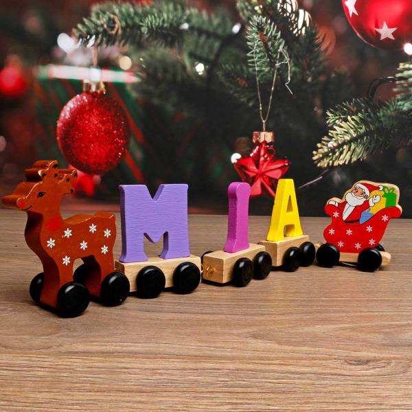 Coloured Personalised Wooden Train Name