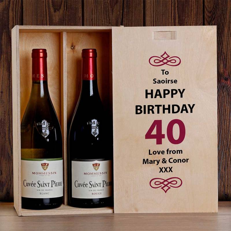 Happy Birthday Personalised Wooden Double Wine Box (INCLUDES WINE)