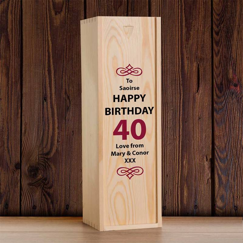 Happy Birthday Personalised Wooden Single Wine Box (INCLUDES WINE)