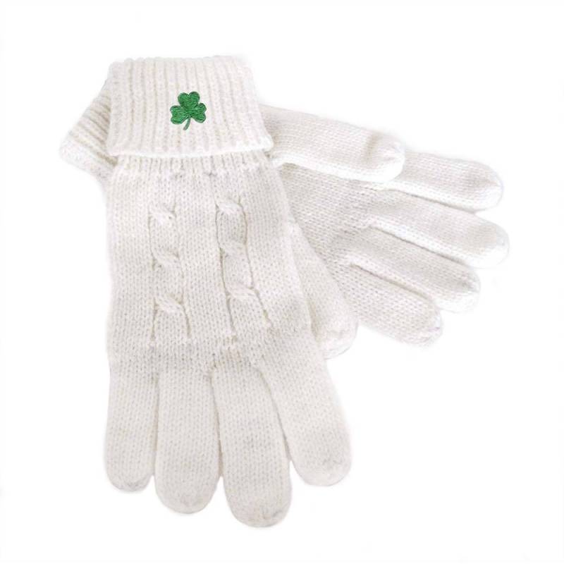 Cable Knit Gloves - Large - White