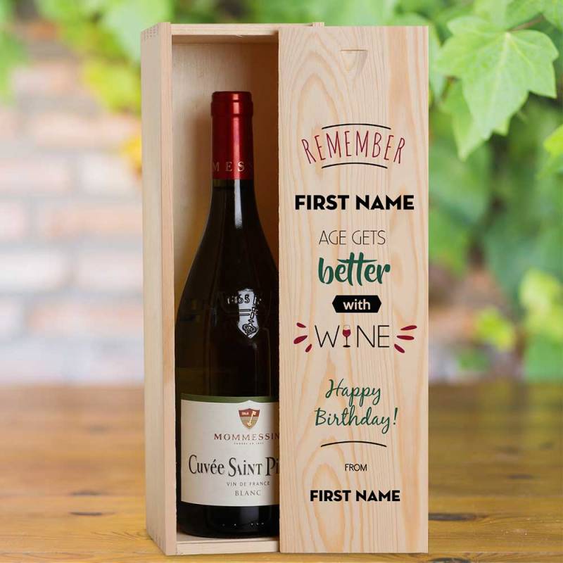 Age Gets Better Personalised Wooden Single Wine Box (INCLUDES WINE)