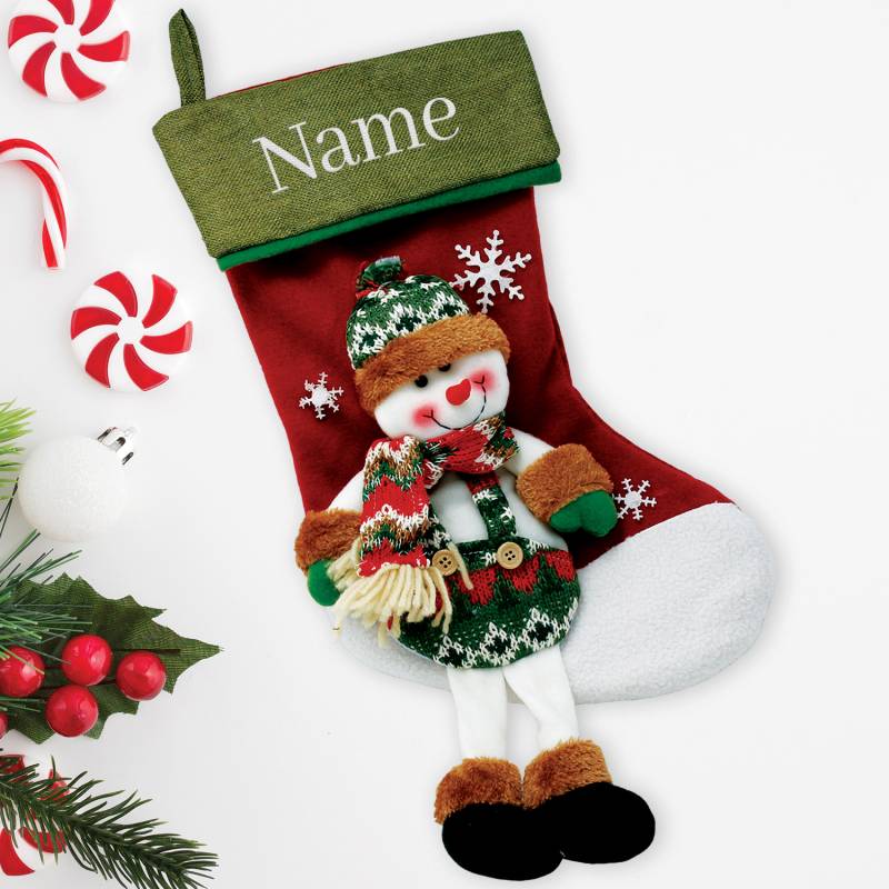 3D Snowman Personalised Christmas Stocking