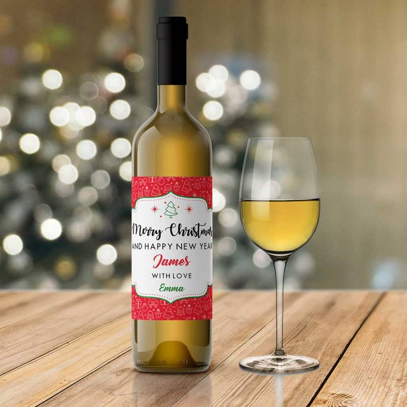 Merry Christmas Design 1 Personalised Wine