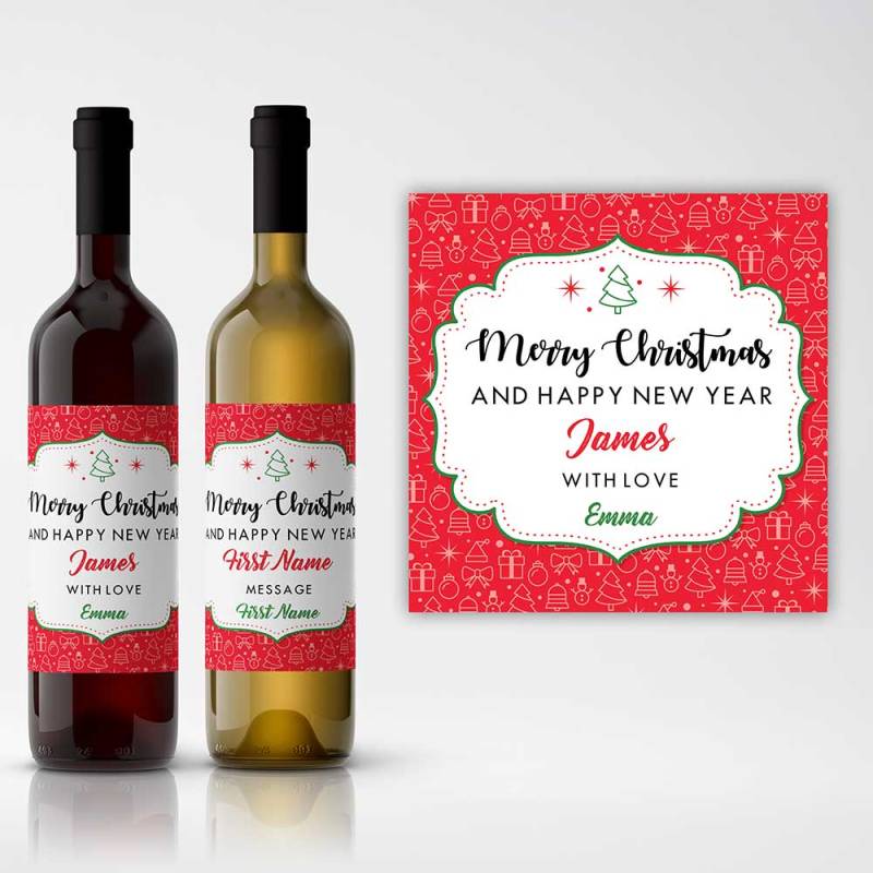 Merry Christmas Design 1 Personalised Wine