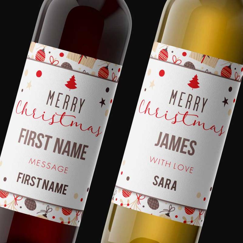 Merry Christmas Design 2 Personalised Wine