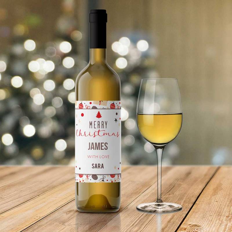 Merry Christmas Design 2 Personalised Wine