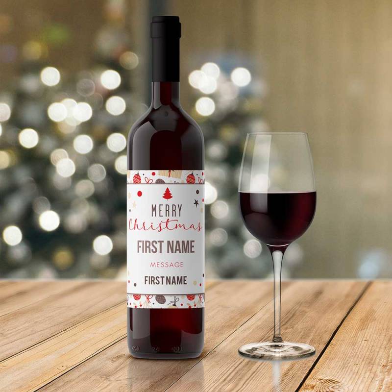 Merry Christmas Design 2 Personalised Wine