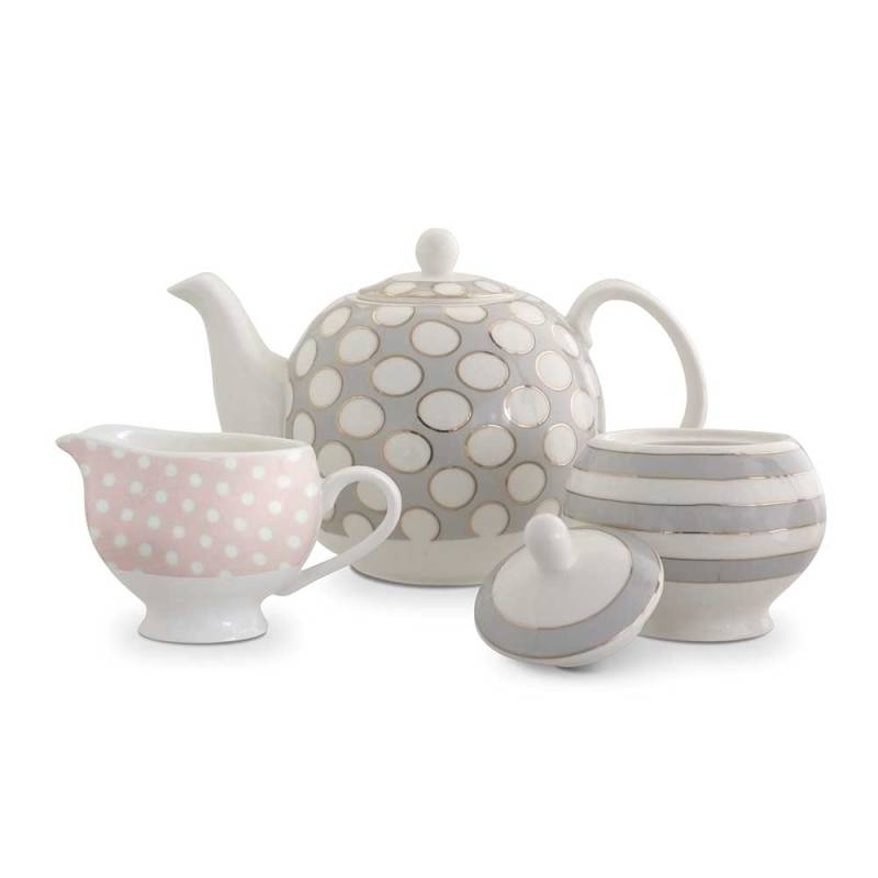 Spots & Stripes Teapot, Sugar & Creamer Set