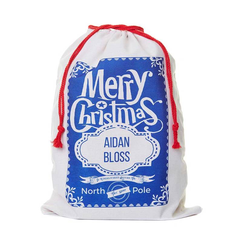 Merry Christmas Christmas Santa Sack - Blue