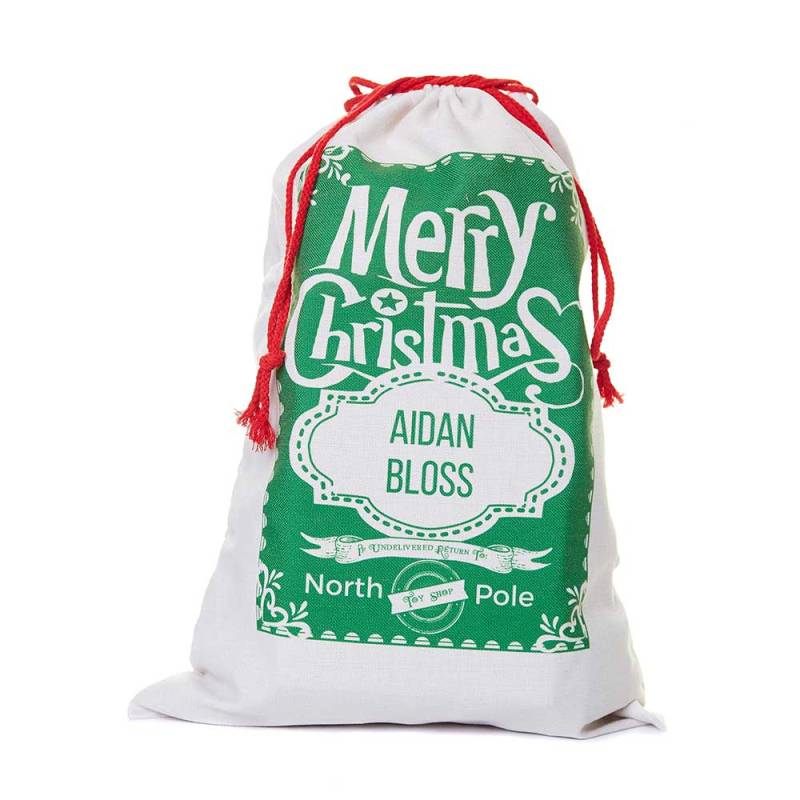 Merry Christmas Christmas Santa Sack - Green