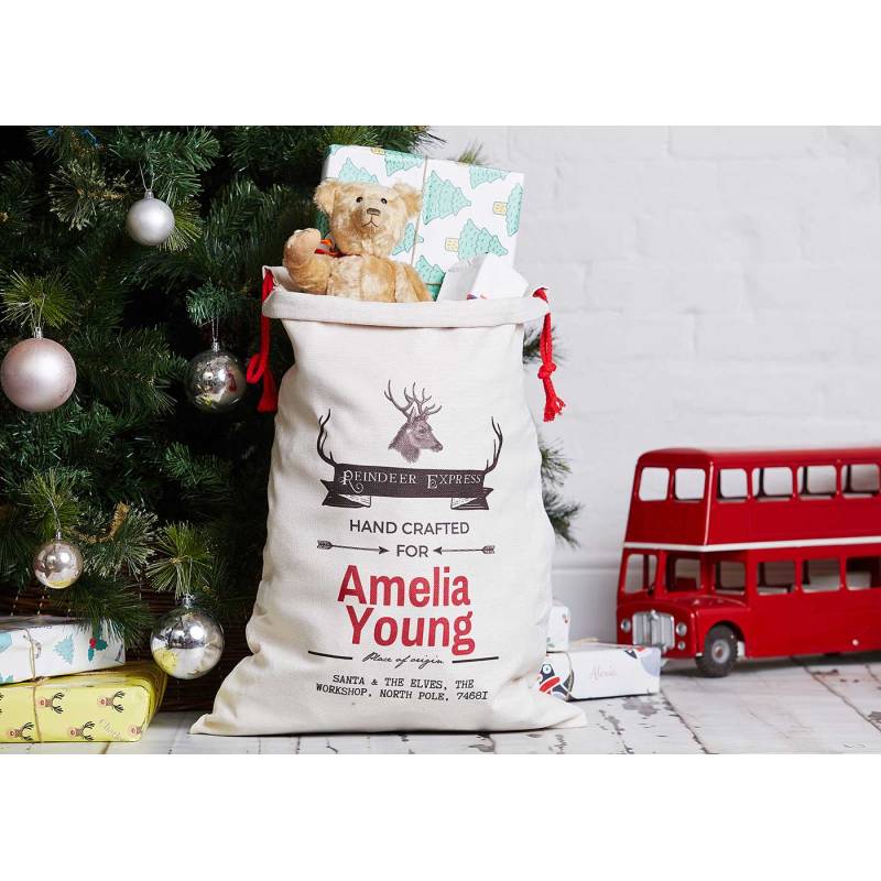 Reindeer Express Christmas Santa Sack