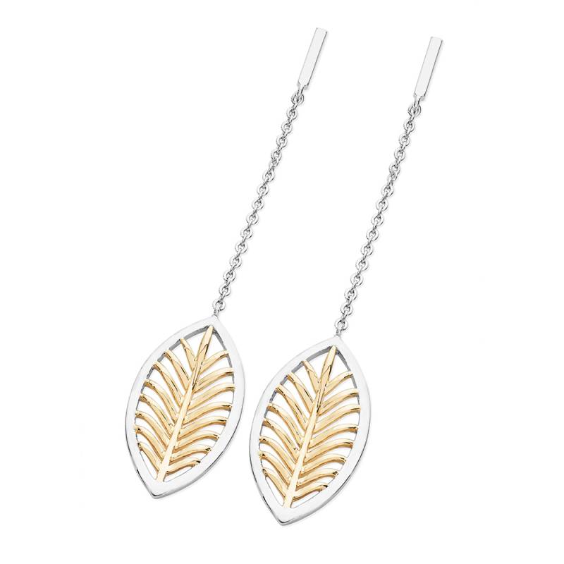 Champagne Gold & Silver Leaf Drop Earrings