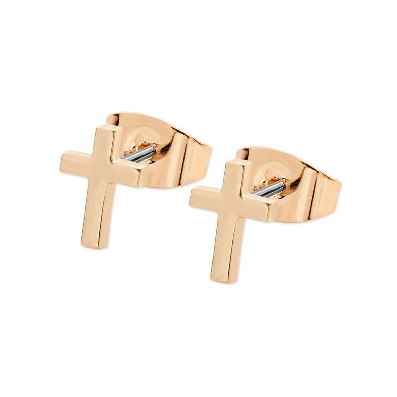 Gold Cross Stud Earrings