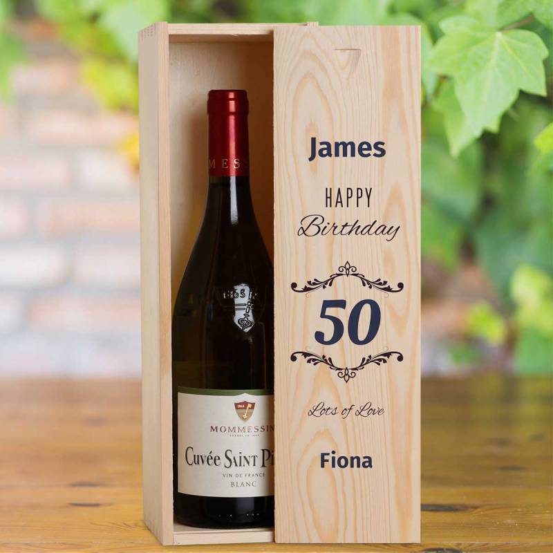 Happy Birthday Age Personalised Wooden Single Wine Box (Includes Wine)