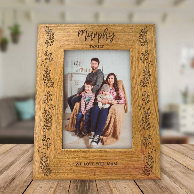 Family Surname Engraved Any Message Solid Oak Effect Picture Frame