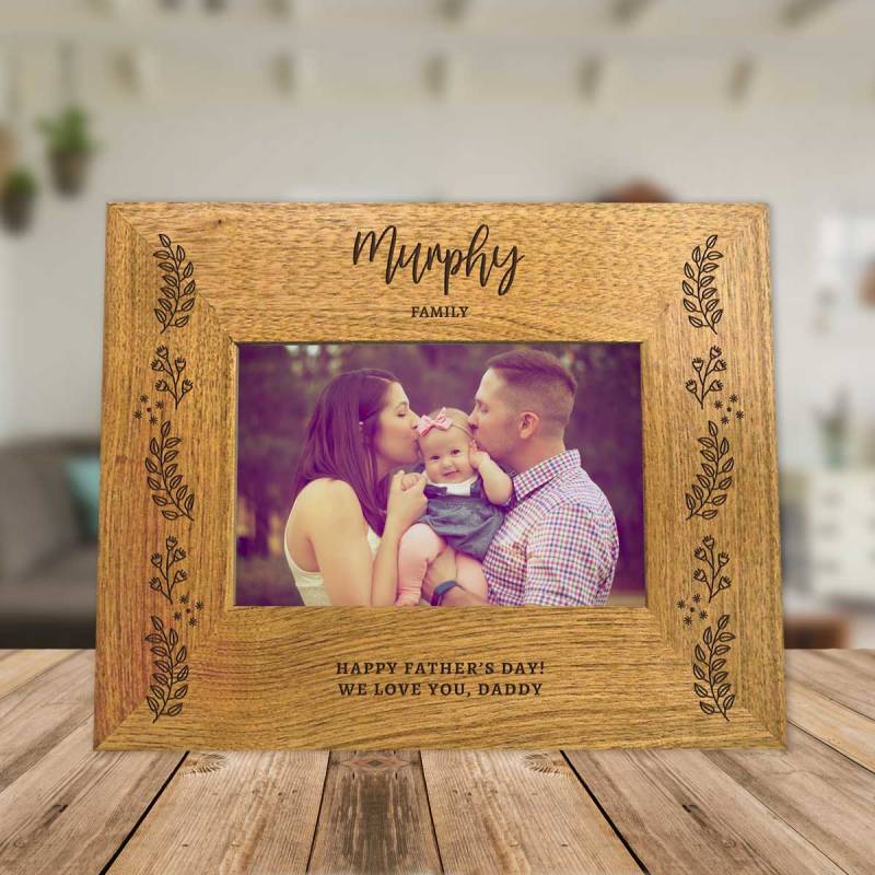 Family Surname Engraved Any Message Solid Oak Effect Picture Frame