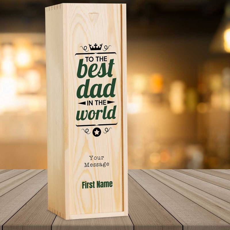 Best Dad Personalised Wooden Single Wine Box (Includes Wine)