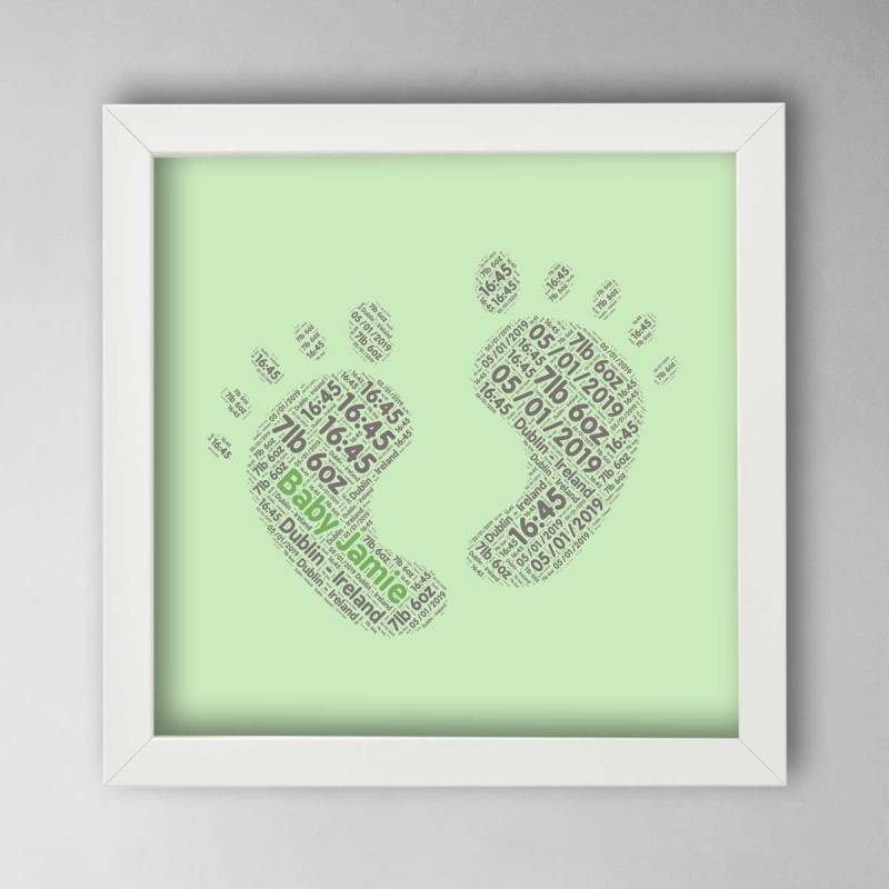 New Baby Feet Personalised Box Frame