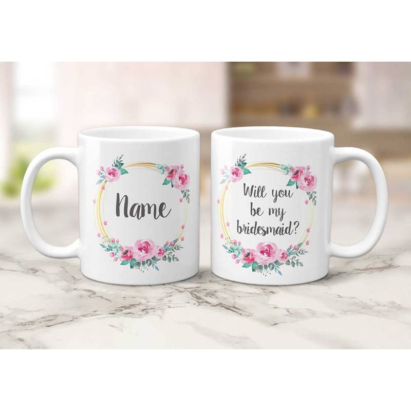 Will You Be My Bridesmade Floral Personalised Mug