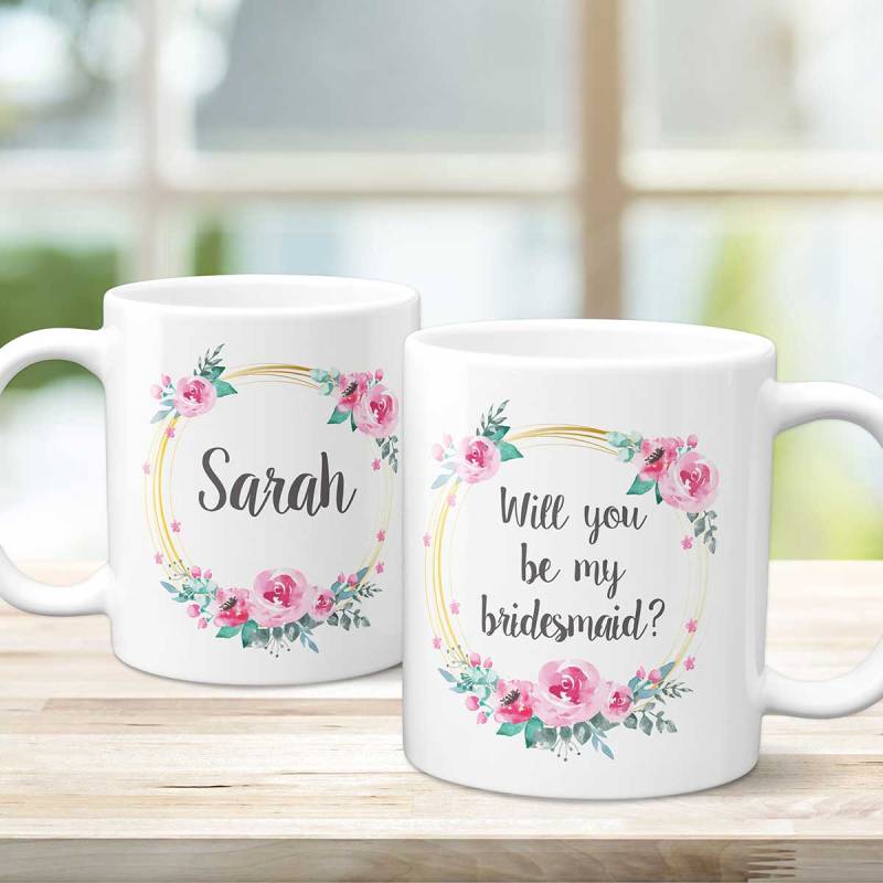 Will You Be My Bridesmade Floral Personalised Mug