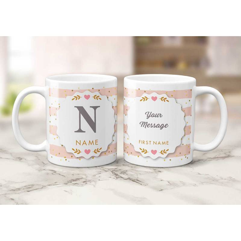 Any Name Any Message Pink Stripes Personalised Mug