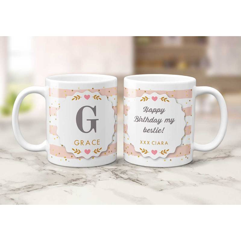 Any Name Any Message Pink Stripes Personalised Mug