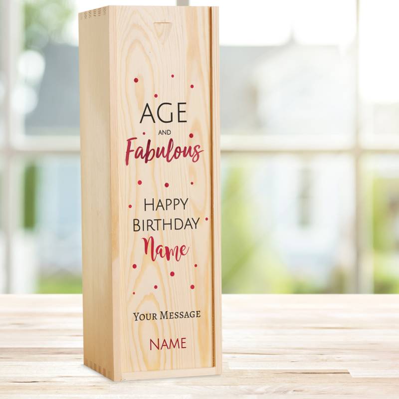 Any Age And Fabulous Personalised Wooden Single Wine Box (Includes Wine)