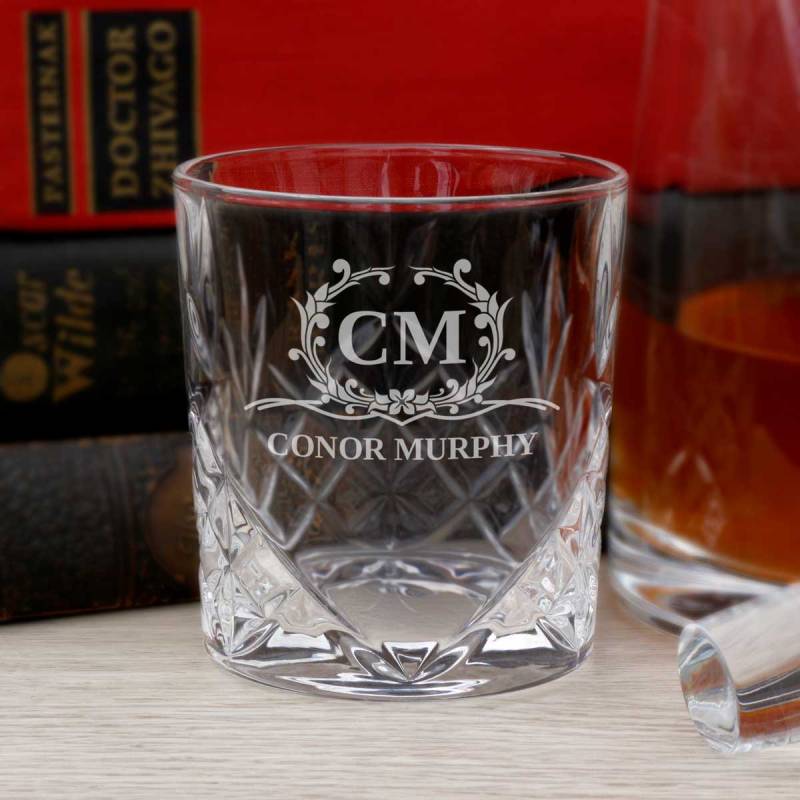 Name & Initials - Personalised Cut-Glass Whiskey Glass