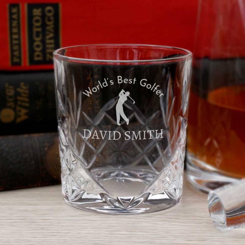 World's Best Golfer - Personalised Cut-Glass Whiskey Glass