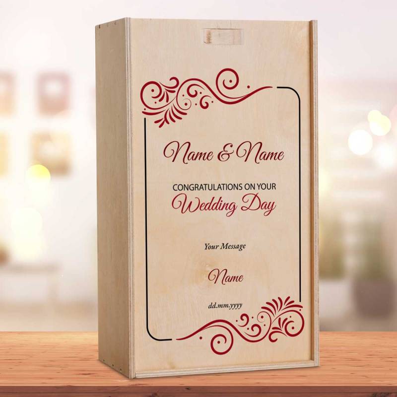 Congratulations On Your Wedding Day Personalised Wooden Double Wine Box