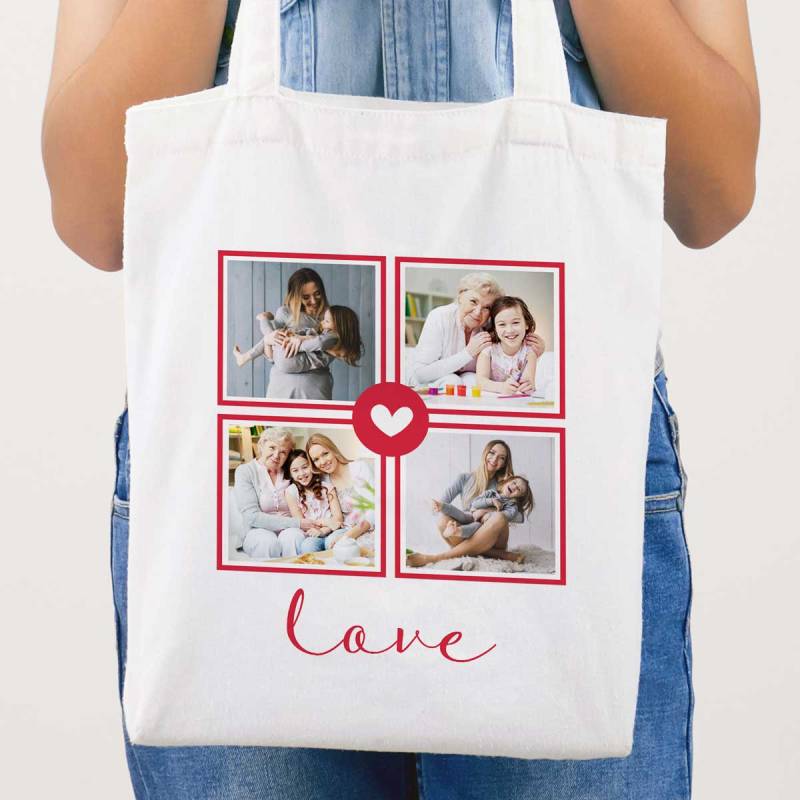 Any 4 Photos Love Tote Bag