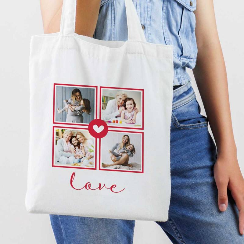 Any 4 Photos Love Tote Bag