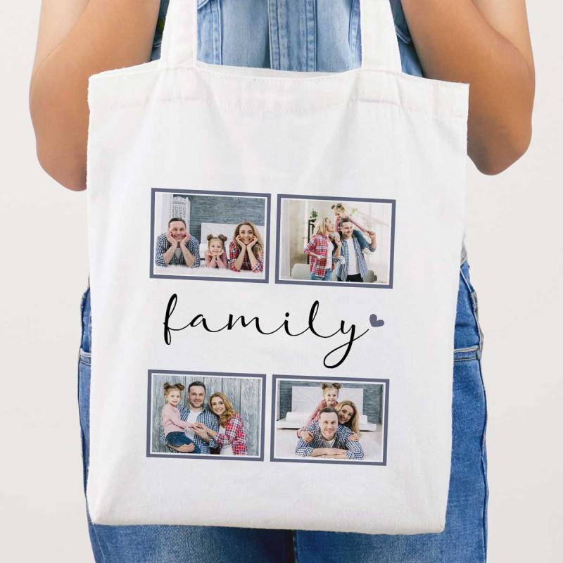 Any 4 Photos Family Personalised Tote Bag