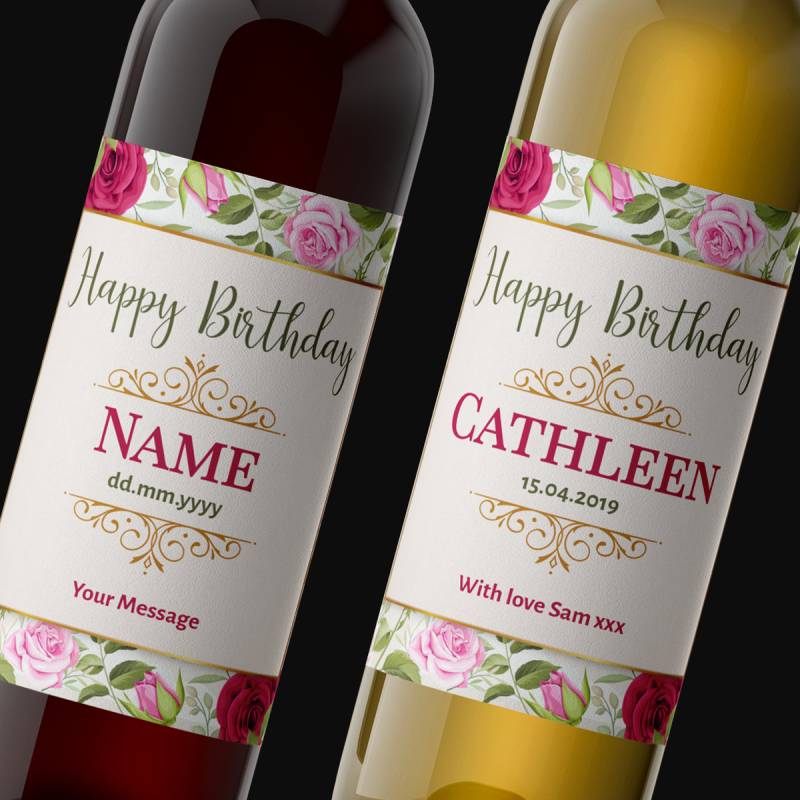 Happy Birthday Any Name Any Message Roses Personalised Wine