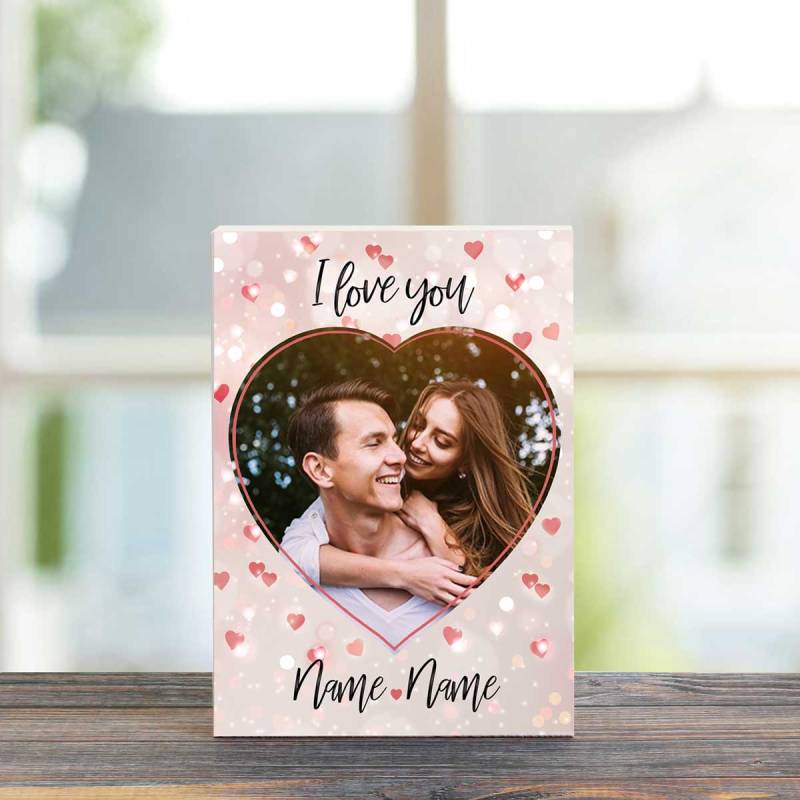 Any Photo Any Name Hearts - Wooden Photo Blocks