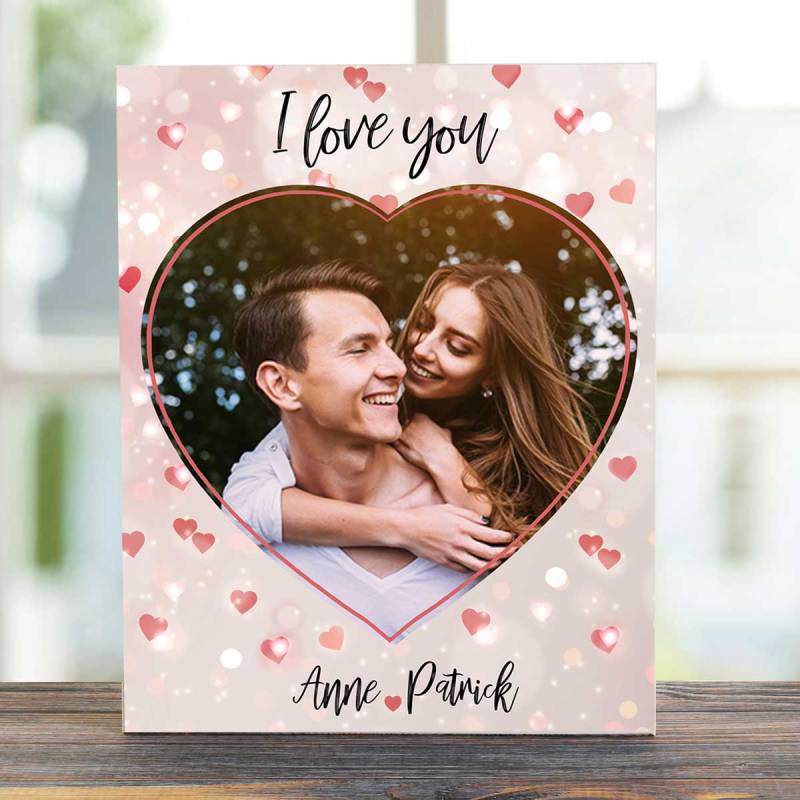 Any Photo Any Name Hearts - Wooden Photo Blocks