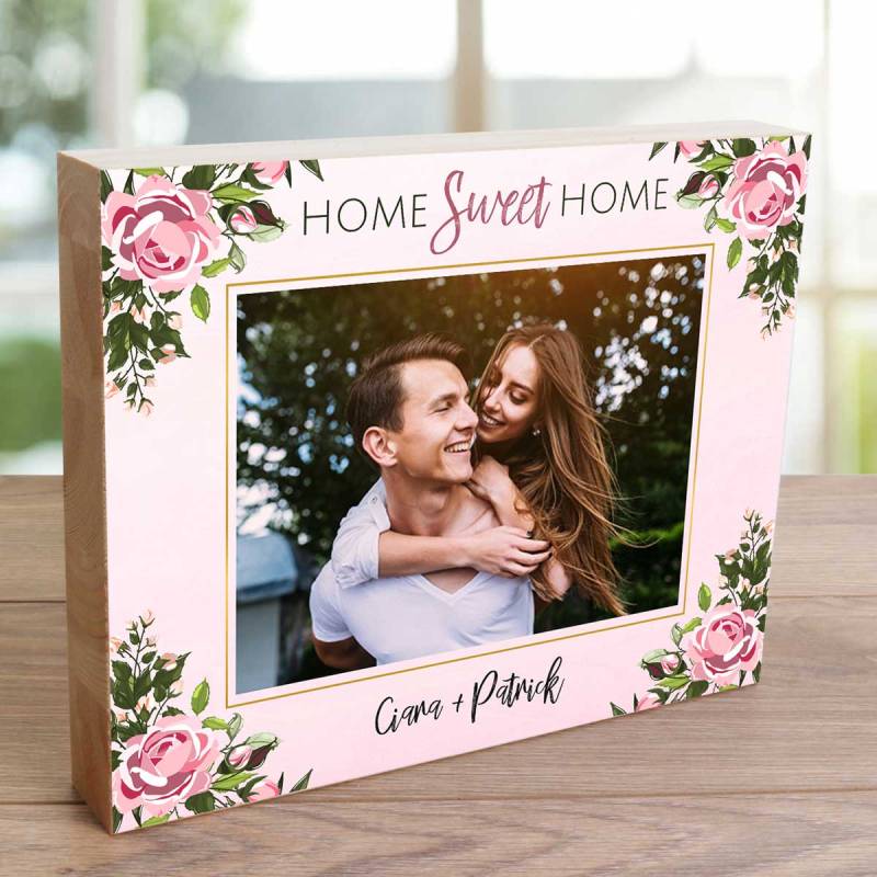 Any Photo Any Name Home Sweet Home - Wooden Photo Blocks