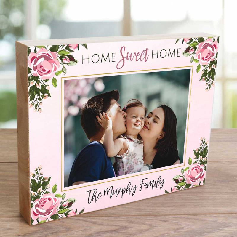 Any Photo Any Name Home Sweet Home - Wooden Photo Blocks