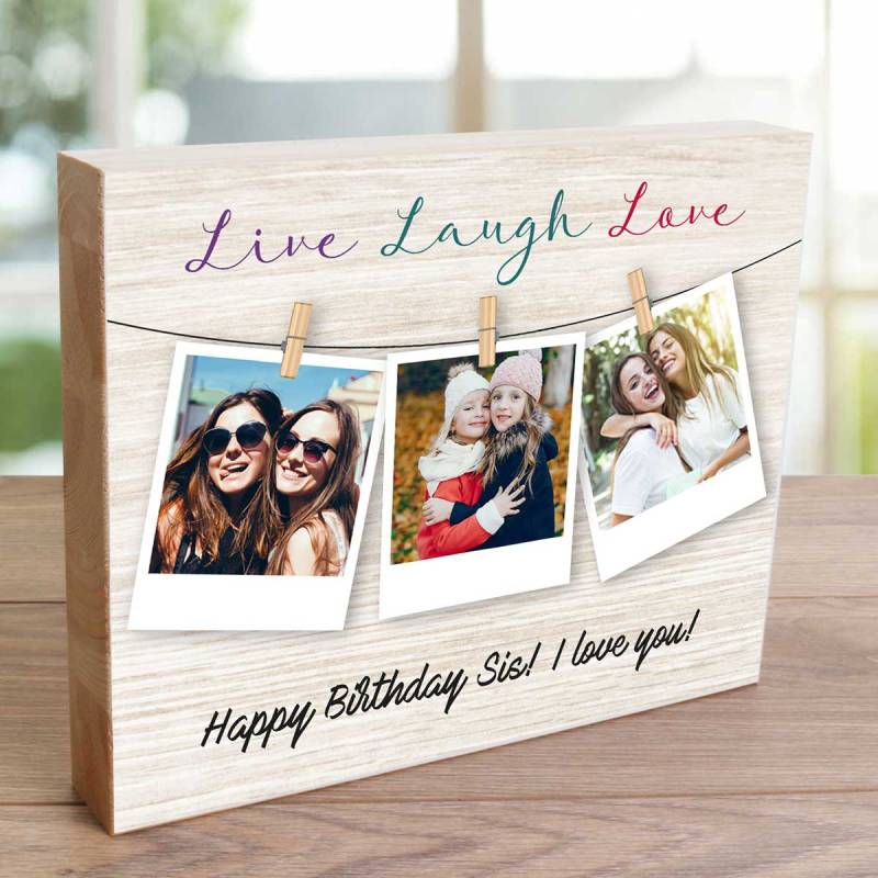 Any Photo Live Laugh And Love - Wooden Photo Blocks_duplicate