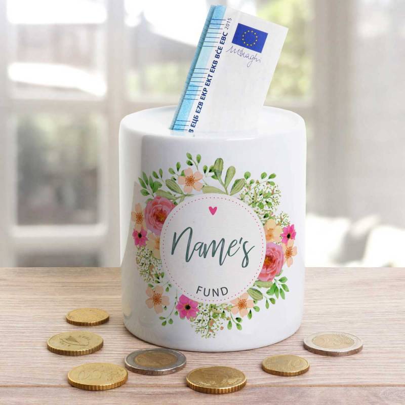 Any Name's Fund Flowers Personalised Money Jar